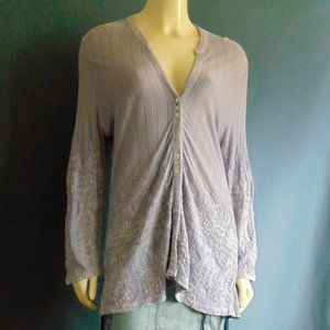 Soft Surroundings Lavender Knit Embroidered Tunic Top L